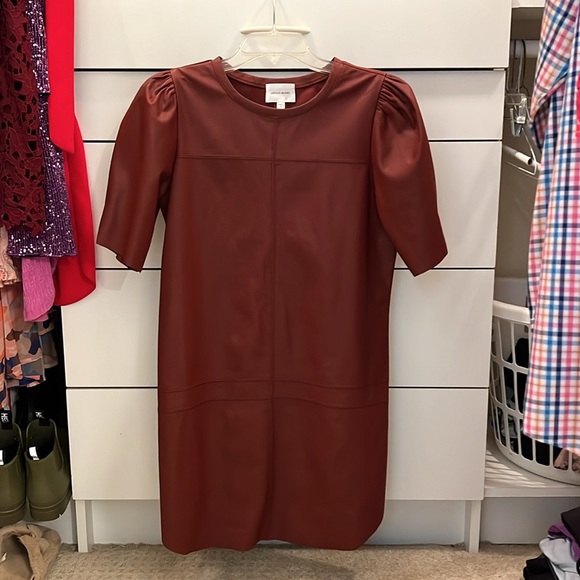 Lavender Brown faux leather dress - Picture 4 of 6